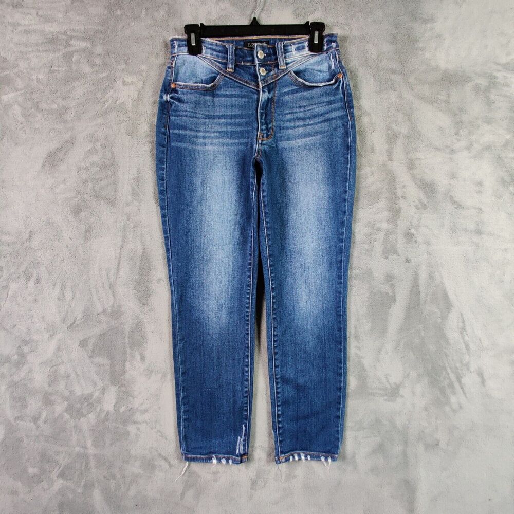 Judy Blue Jeans Women 26 3 Blue Slim Fit Tapered High Rise Denim Stretch Pants